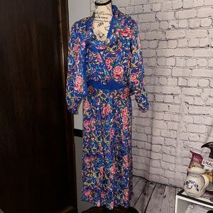 Vintage Floral Blue Dress